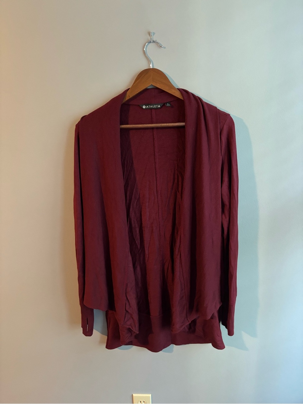 Athleta Open-Front Cardigan in Deep Maroon